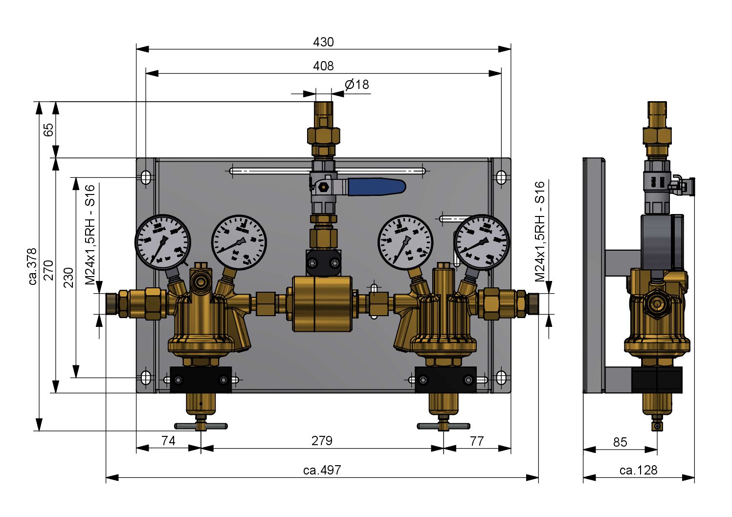 AM 45/300 K Effect Automatic Changeover Manifold - Image 2