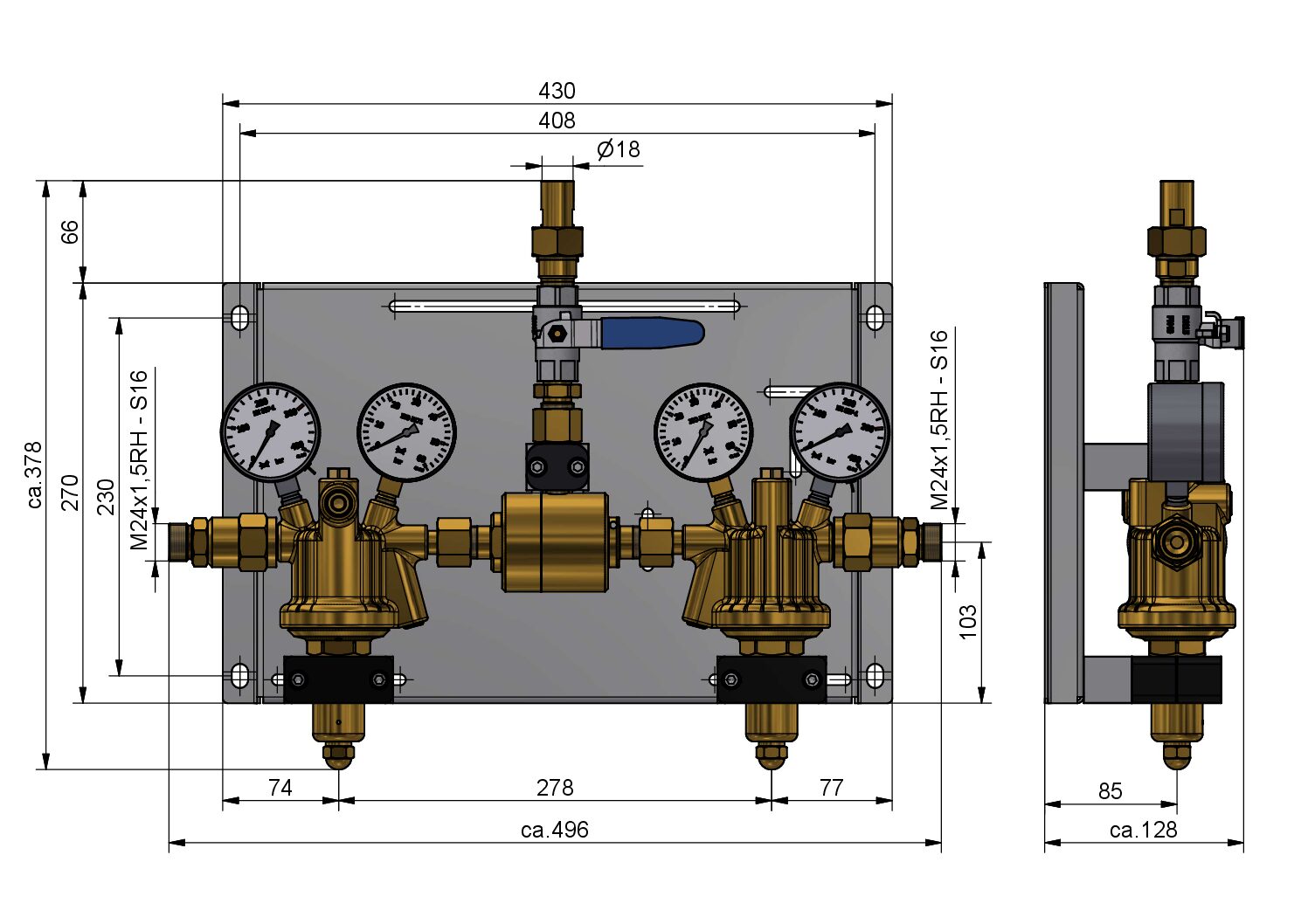 AM 55/300 K Effect Automatic Changeover Manifold - Image 2